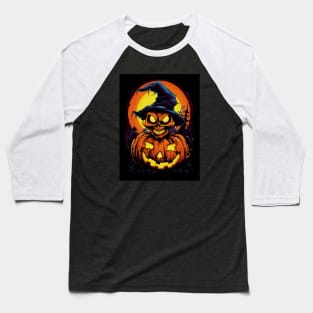 Spooky Halloween Pumpkin Baseball T-Shirt